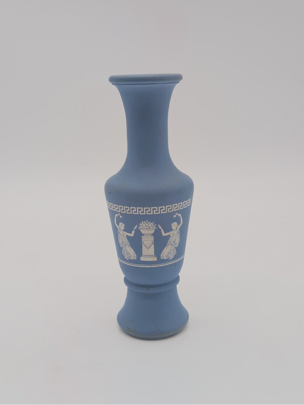 Vintage Jeannette Glass Hellenic Blue Grecian Bud Vase Satin Finish - Picture 1 of 7